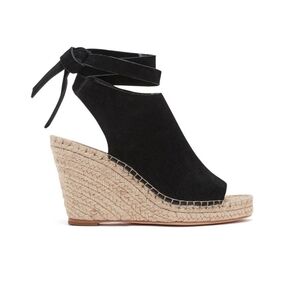 Loeffler Randall Lyra Suede Ankle Tie Espadrille Wedge Sandals